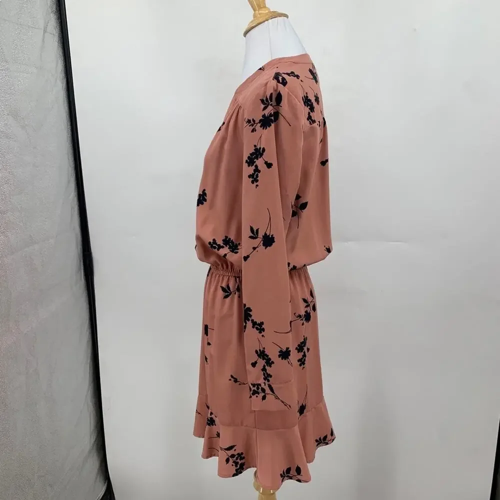 Joie Dress Womens XS Extra Small Acey Floral Long Sleeve Elastic Waist Blouson
